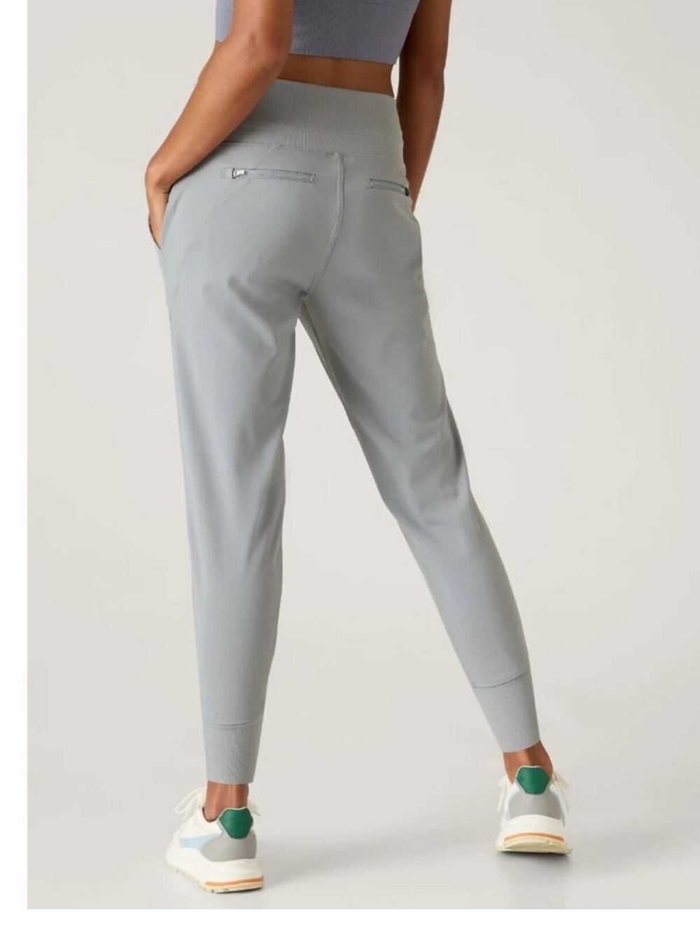 Athleta women’s venice Jogger Pants zipper pockets Light Gray travel athleisure - Picture 2 of 7